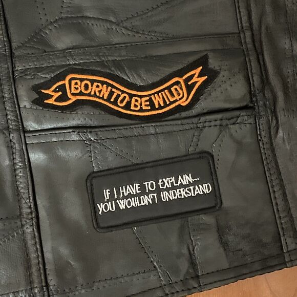 Diamond Plate Buffalo Leather Mens Vest with Patches 3X - Picture 3 of 13